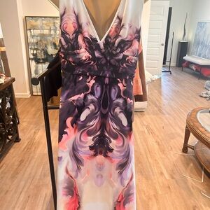 Elegant Multicolor V-Neck Dress